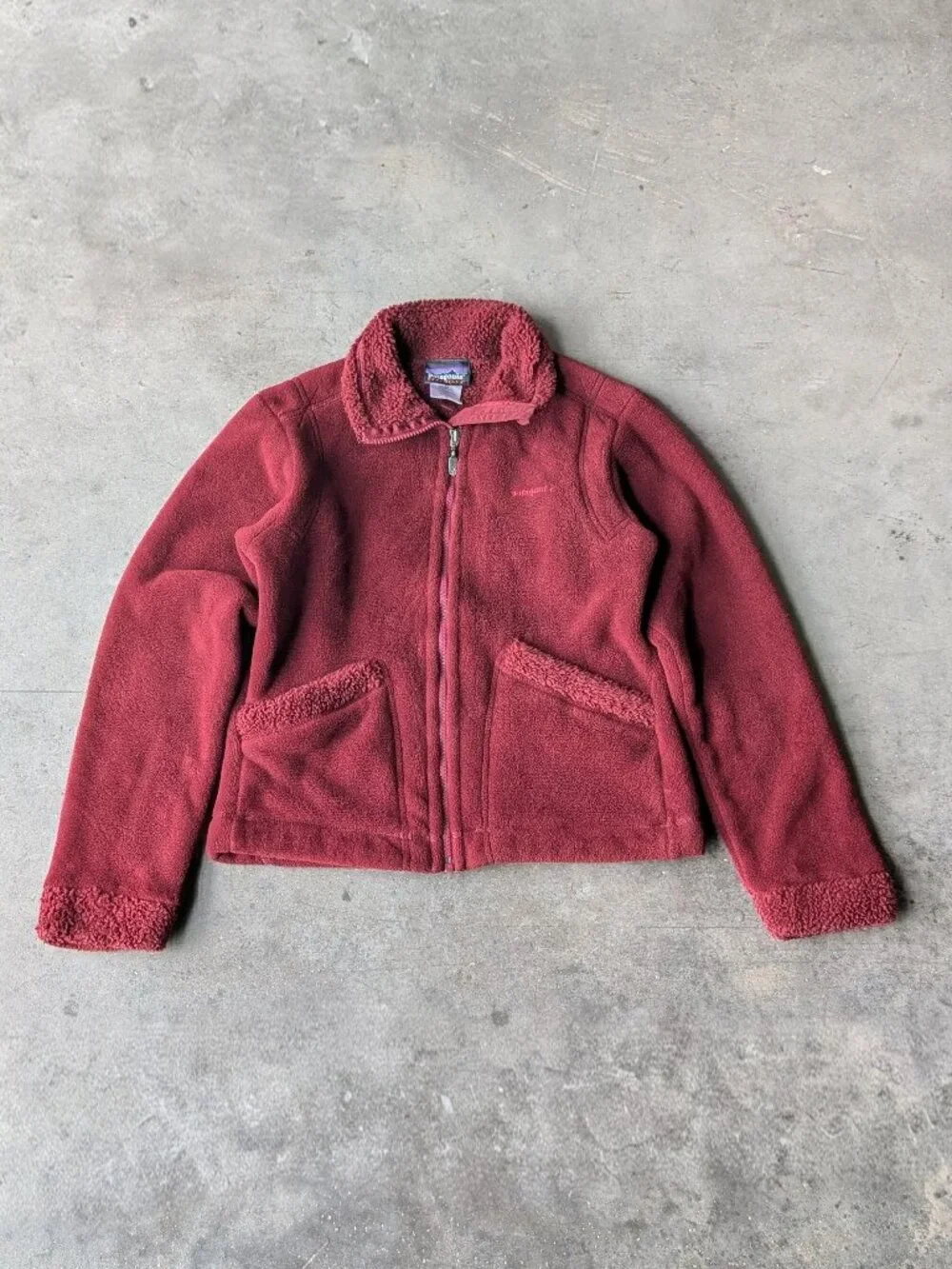 Patagonia Synchilla Windzone Jacket Burgundy Red Full Zip Fleece small